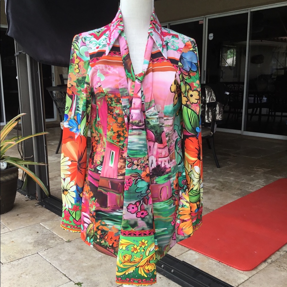 Luxury Custom Floral Pattern Satin Button Down